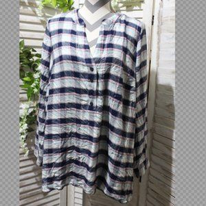 Lane Bryant Blue Long Sleeve Boxy Blouse
